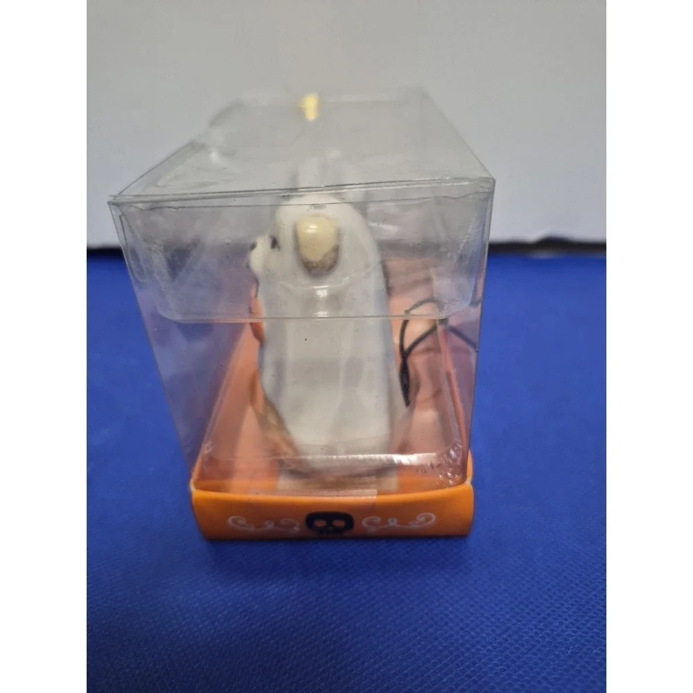 Trick Or Treat Salt and Pepper Halloween Set Ceramic Ghost Dog & Bat Dog New Box